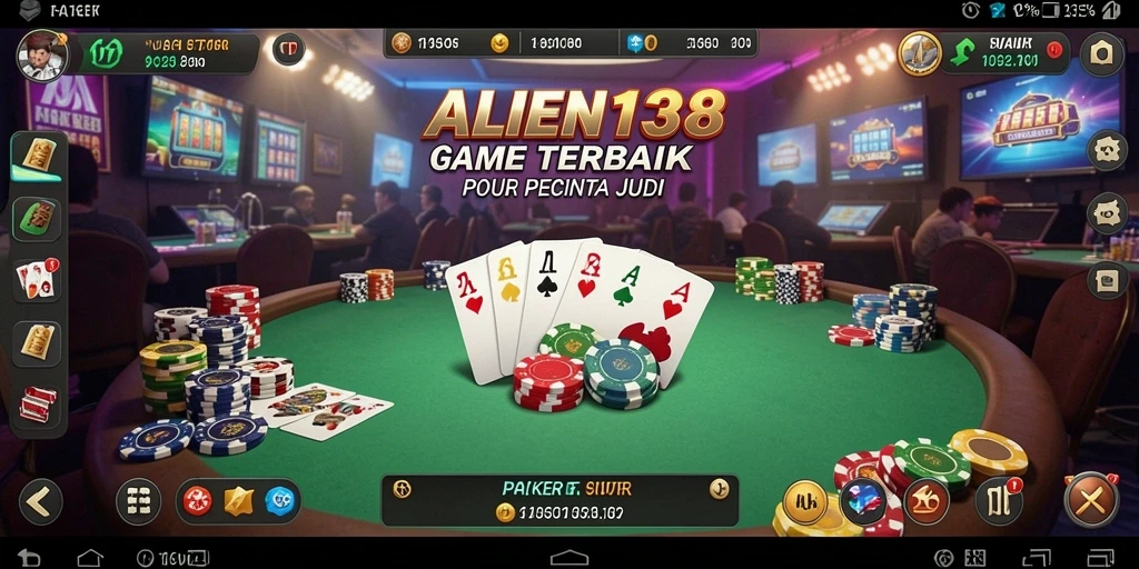 Screenshot menunjukkan pengalaman bermain Poker yang mendebarkan di ALIEN138.