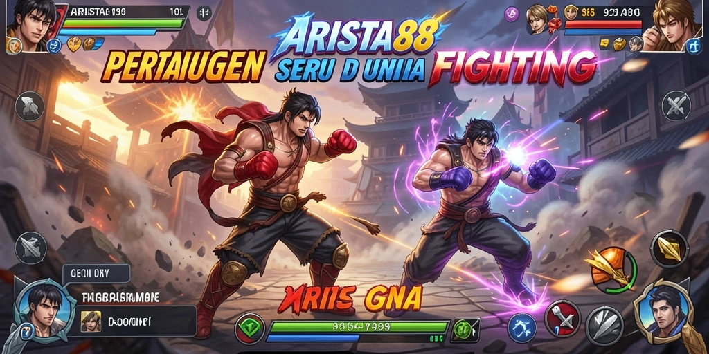 Screenshot utama ARISTA88 menunjukkan aksi pertarungan karakter yang dinamis.