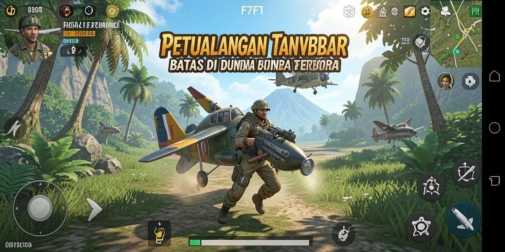 Screenshot F7F7 menampilkan pemandangan indah dalam dunia terbuka.