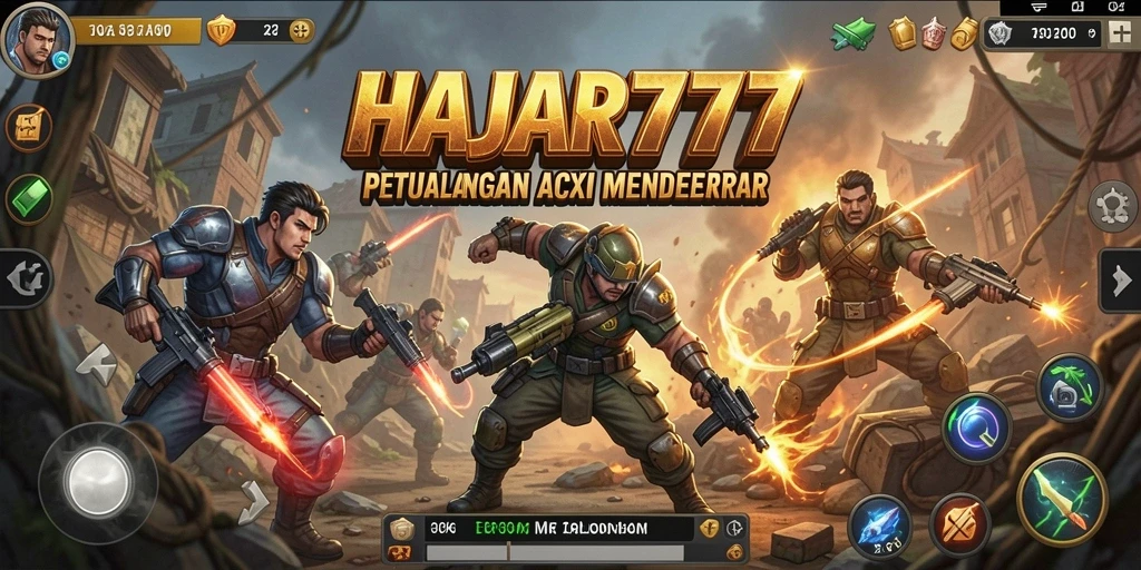 Tangkapan layar menunjukkan aksi intens dari HAJAR777 dengan karakter beraksi.