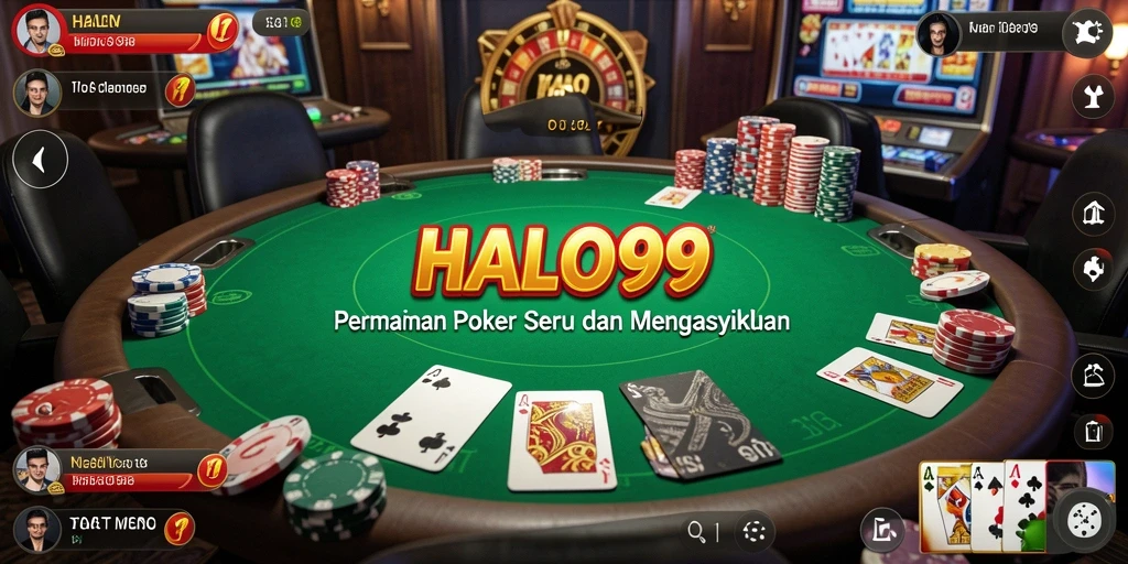 Tampilan seru gameplay HALO99 dengan pemain poker lainnya.
