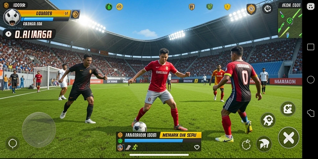 Tangkapan layar utama ID098 menampilkan momen mendebarkan dalam permainan olahraga.