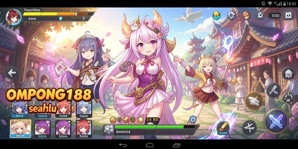Tampilan gameplay seru dari OMPONG188 dengan karakter anime favorit.