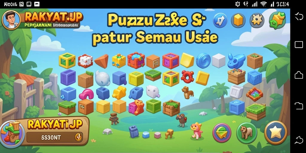 Tampilan gameplay RAKYATJP dengan puzzle yang menarik.