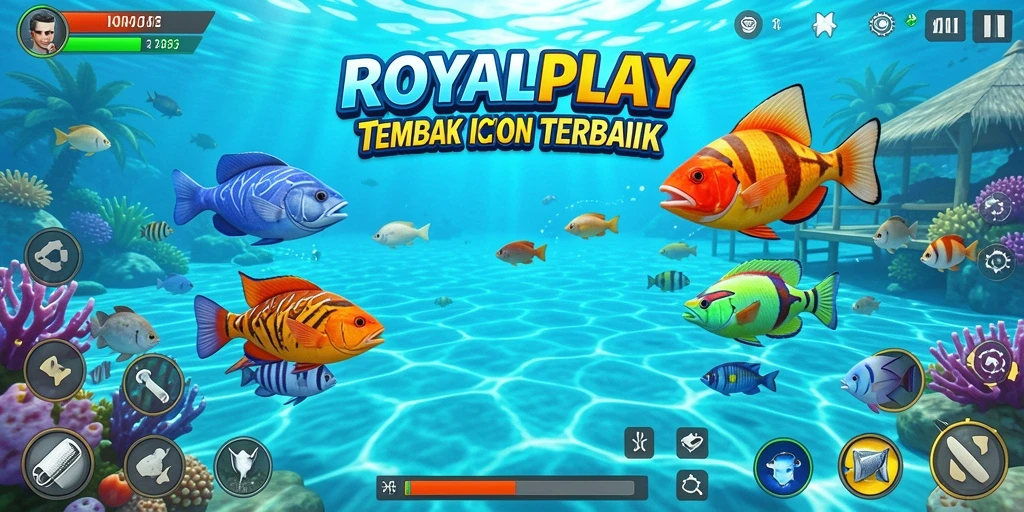 Tangkapan layar gameplay ROYALPLAY yang menampilkan aksi menembak ikan.